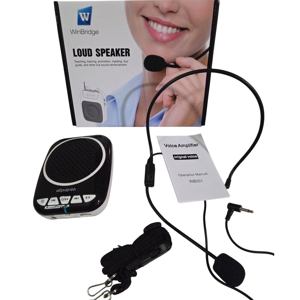 NEW WinBridge WB001 Voice Amplifier Loud Speaker Headset Mic USB TF FM Radio